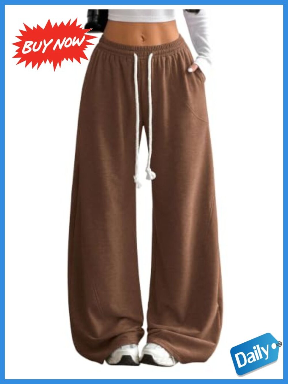 Wide Leg Sweatpants with Pockets Cotton Polyester Spandex Lounge Pants